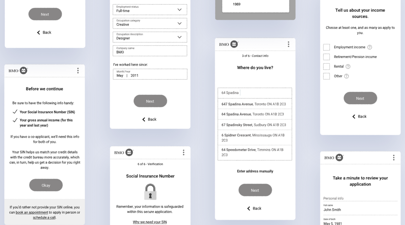 Get A Loan Wireframes