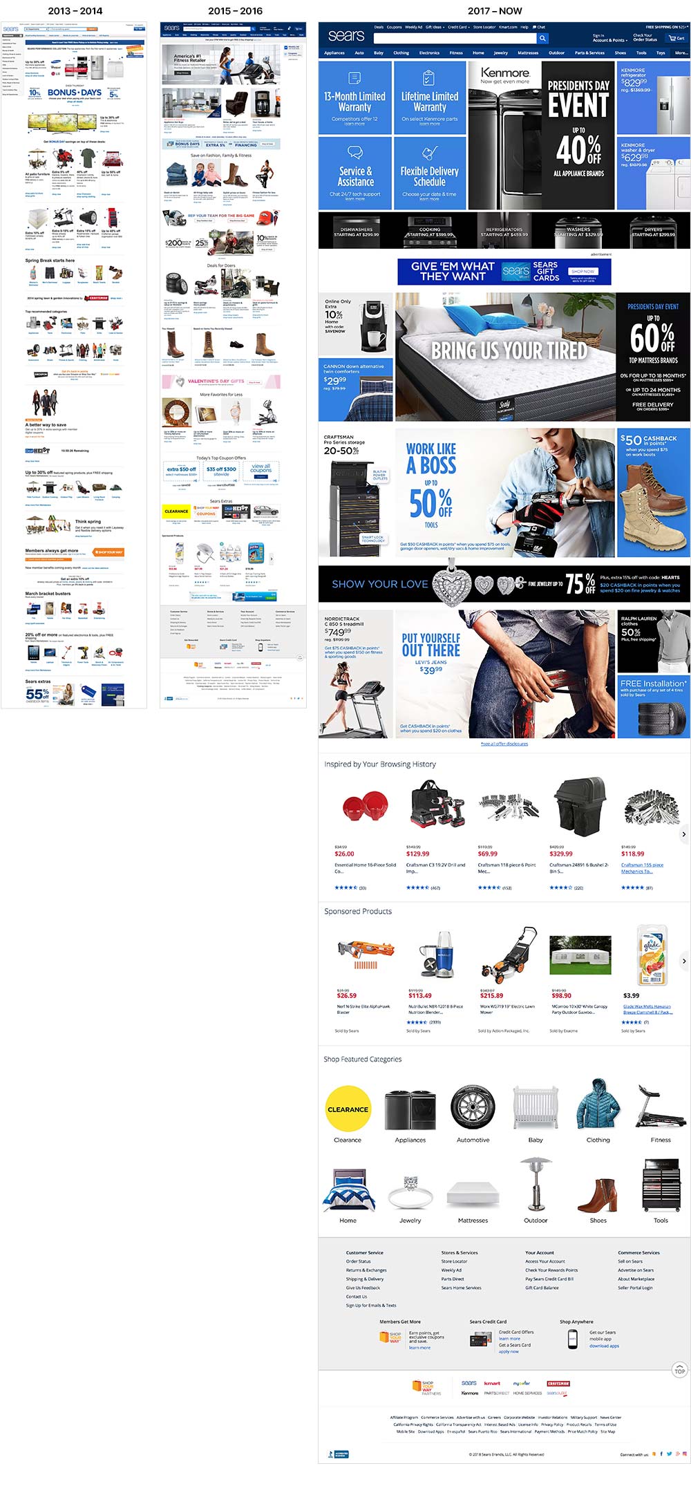 Evolution of Sears Homepage